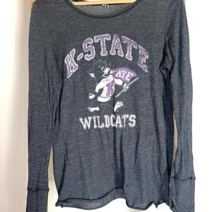 K-State Kansas State Wildcats Gray Long Sleeve Top Size XL